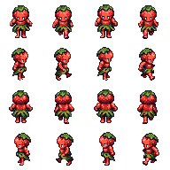 Strawberry man walking sprite sheet